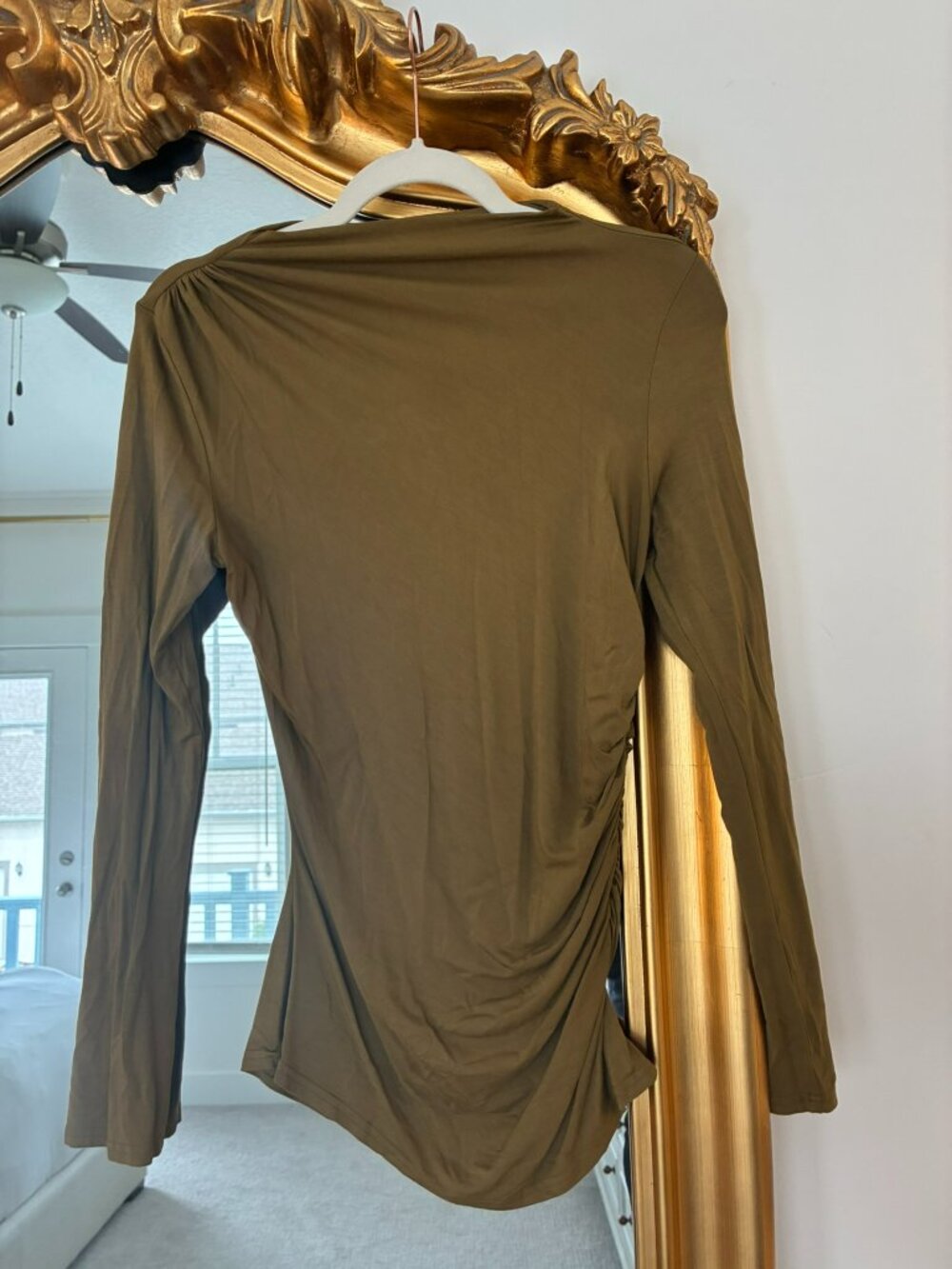 Rails Olive Green Ruched Long Sleeve Top Size M